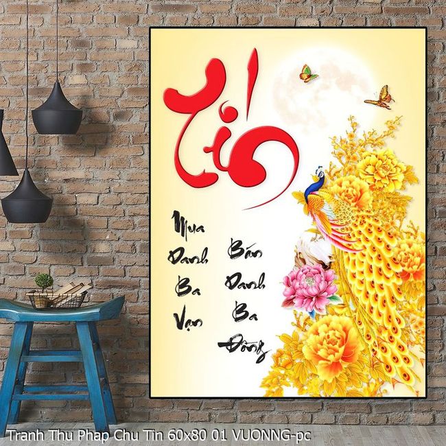 Tranh Thu Phap Chu Tin 60x80 01 VUONNG
